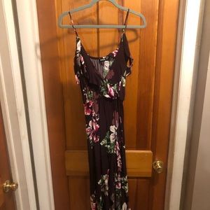 High-low Maxi Dress with Spaghetti Straps/Off The Shoulder Ruffles